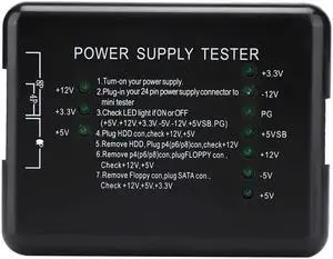 fo sa Power Supply Tester for ATX/SATA/HDD Power Supply,Black Computer PC PC Power Supply Tester 24Pin Compatible PSU/ATX/SATA/HDD with Indicator Light fo sa Power Supply Tester for ATX/SATA/HDD Power Supply,Black Computer PC PC Power Supply Tester 24Pin Compatible PSU/ATX/SATA/HDD with Indicator Light