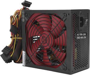wendeekun 700W Power Supply, Computer Power Supplies, PC Power Supply 700W Desktop Computer Parts Silent Red Fan ATX 24PIN 14cm 110230V(Red)