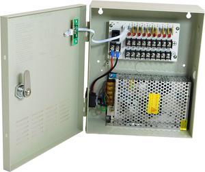 eSecure CP1209-10A 12V DC 9 Channel Port 10 Amp with PTC Fuse Distributed Power Supply Box for CCTV DVR Security System and Coax/IP Cameras