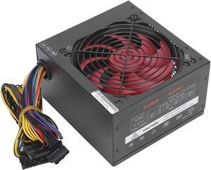 250 Watt 250W ATX Power Supply, PC Power Supply, Modular Power Supply for PC Computer Accessories Red Fan Manual Adjustable (Black)