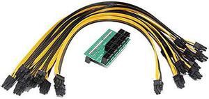 Etase Ethereum ETH ZEC Mining Server Power Supply 12V GPU/PSU Breakout Board 9Pcs 18AWG PCI-E 6 Pin to 6+2 Pin Cables