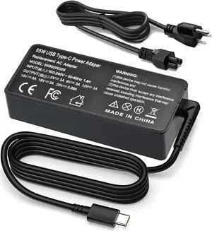 65W USB Type C Charger for Chromebook 300E, Thinkpad x1 Carbon Yoga T480s T480 T490 T490S T580 ADLX65YDC2A E490 E590 L590 X390 X280 AC Adapter