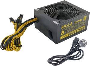 HaoJieHan 2000W Ulltra-Quiet BTC ATX Mining Power Supply,140mm Cooling Fan,Modullar Mining Switching Power Supply PSU for 8 GPU ETH Rig Ethereum Miner,180V-264V