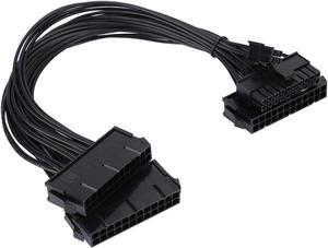 Dual Power Supply Adapter Dual PSU Cable Thin Reliable Dual PSU Adapter 24pin Cable for Computer for Desktop