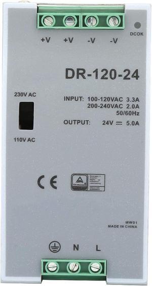 Switching Power Supply, Anti Interference 120W Single Output Rail Switching Power Supply 24V 5A for 35mm Guide Rail Installation