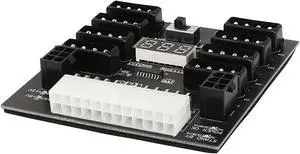 CERRXIAN Multiple Power Supply Adapter ATX 24 pin to 8 x Molex 4Pin & 2 x 6Pin Power Board for Graphics Card