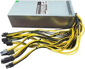 2000W ETH Mining Rig Power Supply 2U Single Channel Miner GPU PSU with 10*PCI 6Pin and Fan for Multi-GPU BTC Mining