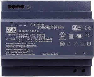 MW HDR-150W-12/15/24/48VDC Mean Well 150W Step Rail Type New Switching Power Supply (HDR-150-12)