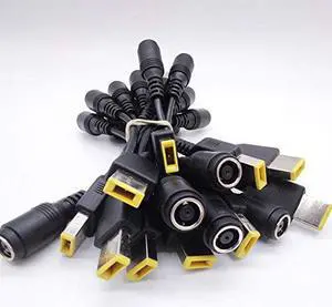 Tip Converter Adapter Connecter Cable Female 8.0mm to Slim Square USB Yellow Tip for Lenovo Thinkpad Yoga Ideapad 0b47046 0b47048 ADLX45NCC2A ADLX45NLC2A Laptop AC Charger (13PACK)