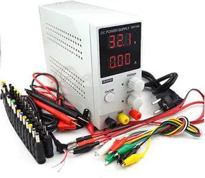 WHY-YUE Adjustable Power Supply LW-3010D Mini LED Digital Adjustable DC Power Supply,0~30V 0~10A,110-V-220-V, Switching Power Supply 0.1V/0.01A+DC Jack+Test Pen