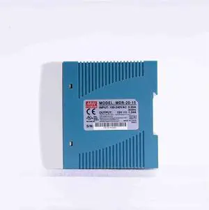 MW Mean Well Plastic Case MDR-20W-12/15/24/5V Ultra Slim Class I Single Output Industrial DIN Rail AC-DC Power Supply (MDR-20-15)