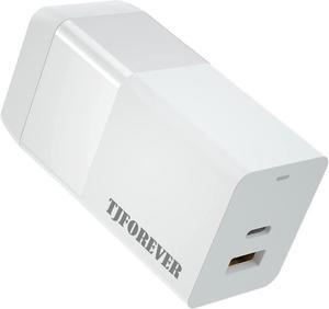 65W USB C Charger,TJFOREVER PD 3.0 GaN Charger Foldable Adapter with 2-Port Fast Wall Charger Compatible for iPhone 13 Pro Max/13 Pro/13/13Mini/12,MacBook Pro,iPad Pro,Switch,Galaxy S21/S20 and More