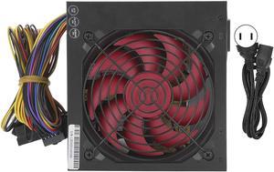 PC Power Supply Quiet Cooling Fan Power Supply for PC Computer Accessories Red Fan Manual Adjustable 115/230V ATX-250W(Black)
