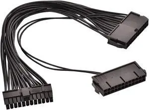 YANGQI yaoqijie 6PC ATX 30cm 24 Pin Dual PSU Power Supply Extension Cable Synchronous Cord Fit for Computer Cable Connector Fit for Mining 24Pin 20+4pin Lasting (Cable Length : 0.3m)