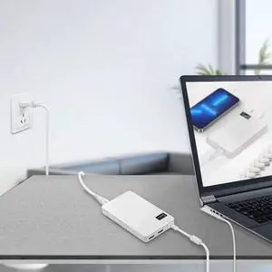 Universal Laptop Charger 90W 65W 45W with 12 Tips for HP  Lenove   Gateway Notebook Sony JBL IBM Fujitsu Ultrabook AC Power Adapter 4.9 Ft DC 18.5V 19V 19.5V 20V- White