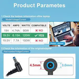 120W Charger Compatible for USB-C Dock G5 Power Cord L41856-001 for HP Dock G5 5TW10UT 5TW10AA 5TW10AA#ABB 5TW10UT#ABA USB-C/A Universal Dock G2 5TW13AA HP Docking Station 19.5V 6.15A AC