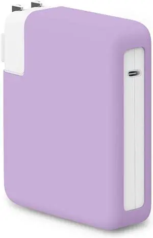 for MacBook Pro 16 inch 2024 M4 A3186 A3403 140W Power Adapter Cover, 140W Soft Silicone Charger Case Sleeve for Mac Pro 16 A2991 A2780 A2485 2021-2023 M3 M2 M1 Pro/Max Chip, Pink Purple
