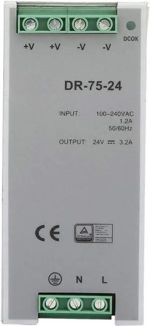 Din-Rail Power Supply DR-75-24 Industrial Single Output Switching Power Supply for Lighting Equipment, 75W 24V