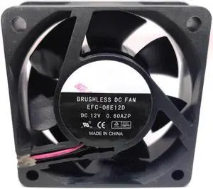 DC12V 0.60A EFC-06E12D 6025 6cm 2-Wire Power Supply Cooling Fan