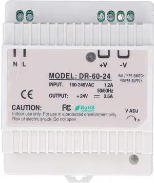 DIN Rail Power Supply, Rail Switching Power Supply, Industrial Din Rail Switching Power Supply, Adjustable Regulated LED Switching for Fuse Box Control Cabinet(DR-60-24)