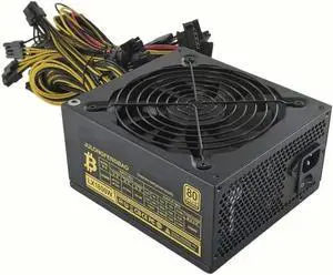 YIHAO 1800W Mining Power Supply PC Power PSU (110V-264V), Multi-Channel Graphics Card with Auto-Thermally Controlled Fan, Supports 8 GPU Mining Rig for ETH Bitcoin Ethereum Miner