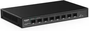 MokerLink 8 Port 10Gbps SFP+ Managed Switch, Support 1G/2.5G/10G SFP Module, 160Gbps Bandwidth, Metal Fanless Web Managed Network Switch