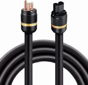 HiFi Power Cable MBU1606 by Viborg, 4.9FT, 5N OFC 6mm² /Core, 16MM Copper Shielding + 2 Layers Foil US Audiophile Power Cord with Pure Copper US Plug + IEC C15 Connector