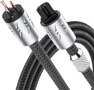 Viborg MBU1501 HiFi Power Cable, 3.3FT/1M Hi-end US AC Audio Power Cord, 16PCs Multiplex Copper OFC Audiophile Mains Cord, Braided Power Wire, Copper Shielding, PTFE Insulation, with US Plug+IEC C15