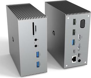 16-in-1 USB-C Docking Station with Triple Display, 4K HDMI, DP, VGA, USB Ports, Ethernet, SD/TF Card Reader - Compatible with Windows - Mirror Mode Supported - Ideal for Adults and Kids