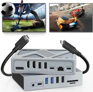 Displaylink Docking Station Dual Monitor for MacBook M1/M2/M3 Windows,15 in 1 USB C HDMI Docking Station with 2 HDMI & DisplayPort 4K@60Hz,8 USB Ports,100W PD,Gigabit Ethernet,3.5mm Audio,TF/SD.