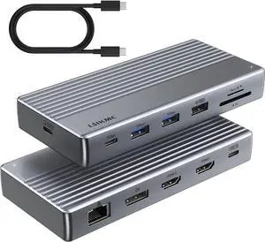 Laptop Docking Station,USB C Dock(11-in-1)with Support 4K Triple Displays,4K Dual HDMI,Single 8K DP,100W PD,4USB,Ethernet,SD Card Reader,Dual Monitor Laptop Dock Compatible with MacBook Dell/HP/Lenovo