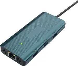 USB C Hub 9 in 1 Type C Multiport Adapter with 1000M Ethernet Port 4K30Hz HDTV Port 3 USB3.0 Ports 100W Charging Dock 9 in 1 USB C Hub