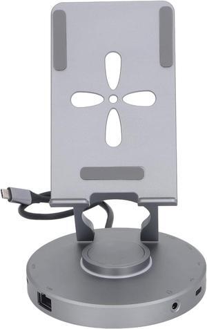 10 in 1 Docking Station, 360° Rotatable Foldable Type C Tablet Stand, with 4K HD Multimedia Interface, USB2.0 2 USB3.0 100W PD Charging 3.5mm Aux, for iOS Tablet Pro