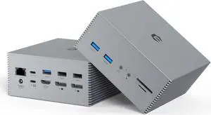 USB-C Docking Station with 4K Triple Display, Charging Support for M Book Pro & Windows Type C (2 4K DP, HDMI, 6 USB Ports, 60W USB PD),Extended Display for m OS,DC16