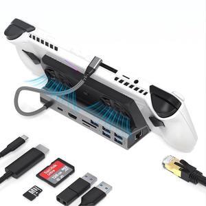 10 in 1 Docking Station with Dual Cooling Fan, 4K 60Hz HD Multimedia Interface, 100W Charging for Steam Deck,