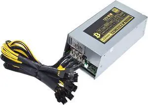 AHGDDA 2U Single Channel 2000W ETH Mining Rig Power Supply Miner PSU 10x6Pin Efficiency Device for BTC Antminer Bitcoin S7 S9