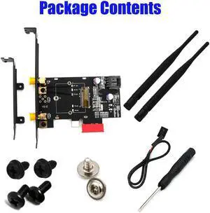 Network Cards M.2 Wifi Adapter/Card PCI-E 1X Wifi AC 5Ghz 5 Ghz Adapter 2x 5dBi WiFi Antenna Key A NGFF M.2 Wi-Fi Bluetooth Card
