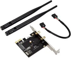 PCI-E to NGFF M.2 WiFi Bluetooth Adapter Two WiFi Antenna USB 9Pin Cable Wireless Module Converter Card with Low Profile Bracket