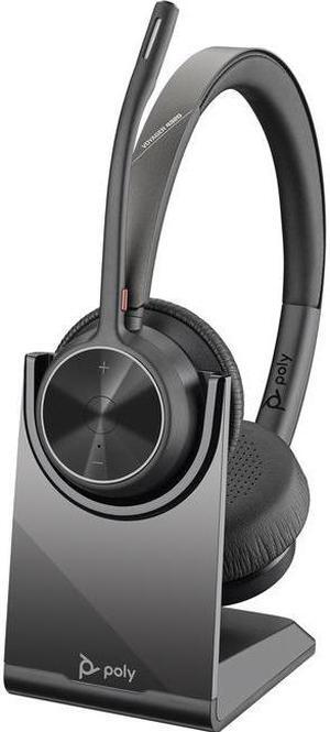 Poly - Voyager 4320 UC Wireless Headset + Charge Stand (Plantronics) - Headphones with Boom Mic - Connect to PC/Mac via USB-A Bluetooth Adapter, Cell Phone via Bluetooth - Works with Teams, Zoom &More