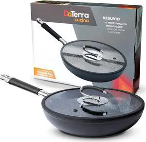 DaTerra Cucina 11 Nonstick Frying Pan w/Lid | Made in Italy | PTFE, Cadmium, Lead and PFOA free proprietary nontoxic ceramic coating
