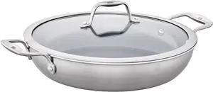 ZWILLING Spirit Ceramic Nonstick Braiser, 4-qt, Stainless Steel/Grey