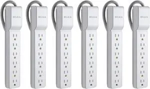 Belkin 6-Outlet Surge Protector Power Strip, 6ft Cord, 360° Rotating Plug - 1080 Joules Protection