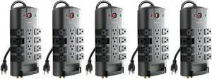 Belkin Surge Protector Power Strip w/ 8 Rotating & 4 Standard Outlets - 8ft Sturdy Extension Cord w/Flat Pivot Plug for Home, Office, Travel, Desktop & Charging Brick - 4320 Joules of Protection