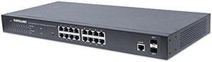 Intellinet 16-Port Gigabit Ethernet PoE+ Web-Managed Switch with 2 SFP Ports | IEEE 802.3at/af Power over Ethernet (PoE+/PoE) Compliant, 220 W, Self-Healing Network, Endspan, 19" Rackmount