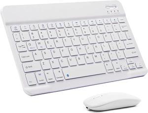 Ultra-Slim Bluetooth Keyboard and Mouse Combo Rechargeable Portable Wireless Keyboard Mouse Set for Apple iPad iPhone iOS 13 and Above Samsung Tablet Phone Smartphone Android Windows Light