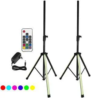 5 Core Speaker Stand Tripod Floor with RGB LED Lights Heavy Duty Adjustable 2Pcs Up to 72 Inch DJ Studio Monitor Stands Pole Mount - SS HD LGT 2 PCS