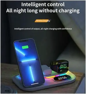 For 14 13 IWatch Earphone 30W 3 in 1 Wireless Charger Stand Fast Charging Dock Station Bracket,White