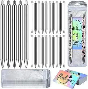 Stainless Steel Pen Blank Resealable Bags And Holographic Thank You Cards Set For DIY Glitter Pen Epoxy Pen Packaging Durable