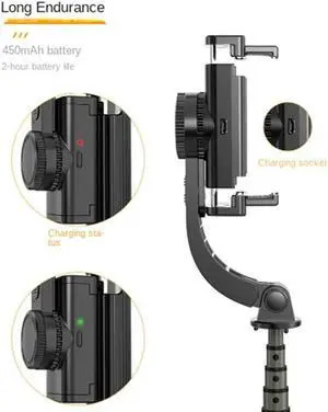 Gimbal Stabilizer With Fill Light Selfie Stick Foldable Wireless Tripod Wireless Bluetooth For IOS Android
