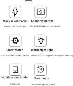 Wireless Charger 4 in 1 Fast Charging Station with Digital Alarm Clock Night Light Compatible Watch,Dark Green